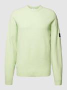 CK Calvin Klein Strickpullover mit gerippten Abschlüssen in Neon Gruen...