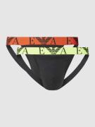 Emporio Armani Jockstrap mit Logo-Bund im 2er-Pack in Black, Größe L