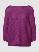 More & More Strickpullover mit U-Boot-Ausschnitt und 3/4-Arm in Pink, ...