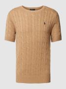 Polo Ralph Lauren Strickshirt mit Zopfmuster in Camel, Größe XL