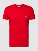 Lacoste T-Shirt in unifarbenem Design Modell 'Supima' in Rot, Größe XL