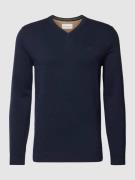 Tom Tailor Regular Fit Strickpullover aus reiner Baumwolle mit V-Aussc...