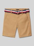 Tommy Hilfiger Teens Bermudas mit Stoffgürtel in Camel, Größe 140