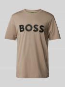 BOSS Green T-Shirt mit Label-Schriftzug in Sand, Größe XL