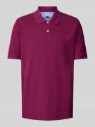 Fynch-Hatton Poloshirt mit Logo-Stitching in Bordeaux, Größe S