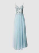 Luxuar Abendkleid mit Zierperlenbesatz in Hellblau, Größe 42