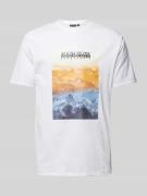 Napapijri T-Shirt mit Label-Motiv-Print in Weiss, Größe M