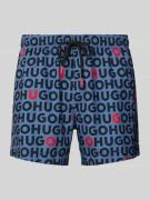 HUGO Badehose mit Allover-Logo-Print Modell 'Tortuga' in Jeansblau, Gr...