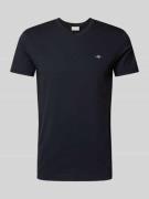 Gant Slim Fit T-Shirt mit Label-Stitching in Black, Größe L