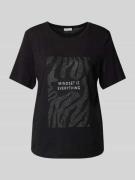 s.Oliver RED LABEL T-Shirt mit geripptem Rundhalsausschnitt in Black, ...