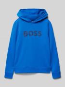 Boss Hoodie mit Label-Print in Royal, Größe 140