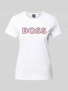 BOSS T-Shirt mit Label-Stitching Modell 'Eventsa' in Weiss, Größe S