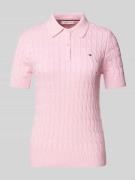 Tommy Hilfiger Strickshirt mit Zopfmuster in Pink, Größe L