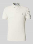 Polo Ralph Lauren Slim Fit Poloshirt mit Label-Stitching in Beige, Grö...