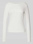 QS Longsleeve mit U-Boot-Ausschnitt in Weiss, Größe L