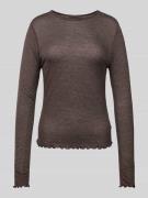 QS Longsleeve aus Viskose-Mix mit Muschelsaum in Purple, Größe L