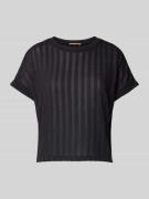 QS T-Shirt mit Streifenmuster in Black, Größe XS