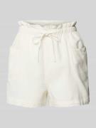 QS Loose Fit Shorts mit elastischem Bund in Weiss, Größe 34