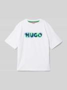 HUGO T-Shirt mit Runfdhalsausschnitt in Weiss, Größe 140