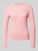 Gant Strickpullover mit Label-Stitching in Pink, Größe L