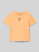 Garcia T-Shirt mit Motiv- und Statement-Print in Apricot, Größe 140