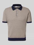 Manuel Ritz Poloshirt mit kurzer Knopfleiste in Marine, Größe M