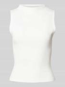 Gina Tricot Tanktop mit Stehkragen in Offwhite, Größe L