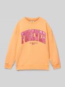 Garcia Oversized Sweatshirt mit Label-Print in Apricot, Größe 140