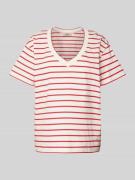 MOS MOSH T-Shirt mit V-Ausschnitt Modell 'NANI' in Rot, Größe XS