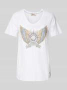 MOS MOSH T-Shirt mit Ziersteinbesatz Modell 'GETHI' in Weiss, Größe S