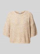 Jake*s Casual Strickshirt mit Rundhalsausschnitt in Offwhite, Größe XS