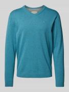 Tom Tailor Regular Fit Strickpullover aus reiner Baumwolle mit V-Aussc...