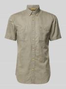 camel active Freizeithemd aus Leinen-Baumwoll-Mix mit Button-Down-Krag...