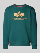 Alpha Industries Sweatshirt mit Label-Print in Petrol, Größe XXL