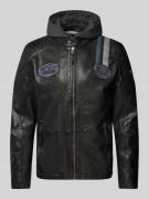 Gipsy Lederjacke mit Kapuze Modell 'TINON' in Black, Größe XXL