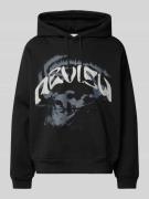 REVIEW Hoodie mit Label-Stitching in Black, Größe L
