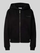 Review Oversized Sweatjacke mit Label-Print in Black, Größe L