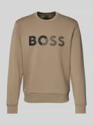 BOSS Green Sweatshirt mit Label-Print in Beige, Größe L