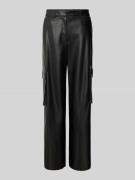 HUGO Wide Leg Hose in Leder-Optik Modell 'Haleva' in Black, Größe 36