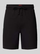 HUGO Regular Fit Sweatshorts mit Strukturmuster Modell 'Austin' in Bla...