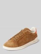 Polo Ralph Lauren Ledersneaker mit Label-Details in Camel, Größe 40
