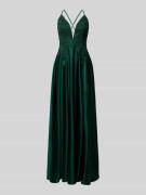 Luxuar Abendkleid mit Strasssteinbesatz in Dunkelgruen, Größe 32