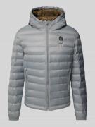 Blauer Usa Steppjacke mit Kapuze Modell 'CHARLES' in Silber, Größe XL
