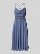 V.M. Cocktailkleid mit Wasserfall-Ausschnitt in Hellblau, Größe 40