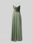 V.M. Abendkleid mit Wasserfall-Ausschnitt in Schilf, Größe 34