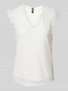 Pieces Regular Fit Top mit Spitzenbesatz Modell 'COLLINE' in Offwhite,...