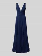 Mascara Abendkleid mit V-Ausschnitt in Dunkelblau, Größe 34