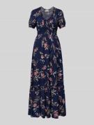 Apricot Maxikleid mit V-Ausschnitt in Marine, Größe S