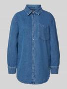 Pieces Loose Fit Jeanshemd aus Baumwoll-Mix Modell 'MAISIE' in Blau, G...