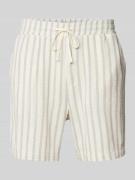 WOODBIRD Loose Fit Shorts mit Label-Detail Modell 'Bommy' in Offwhite,...